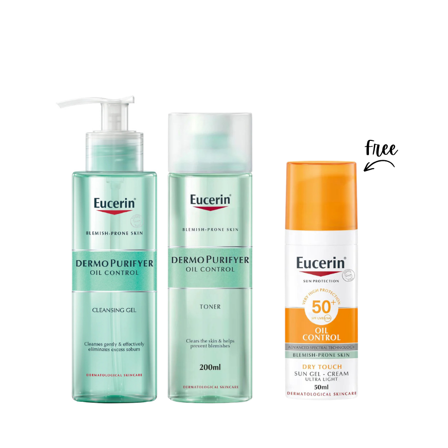 Eucerin DermoPurifyer Oil Control Complete Routine + FREE SPF50